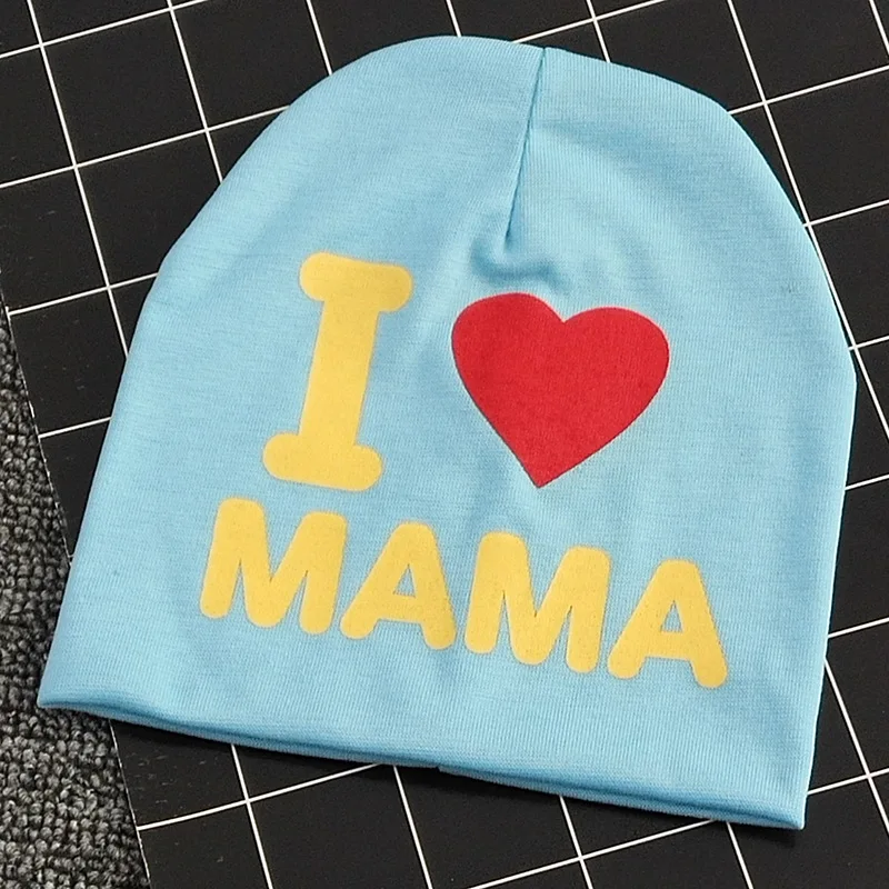 1 шт., Детская Хлопковая Шапка-бини I LOVE PAPA/MAMA, милая теплая шапка с буквенным принтом для новорожденных детей, детская Шапка-бини s