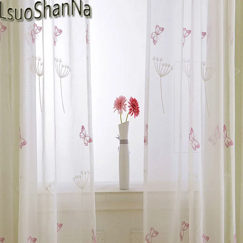 LuoShanNa белая вышитая бабочка Одуванчик тюль шторы гостиная спальня окно вуаль Tulles