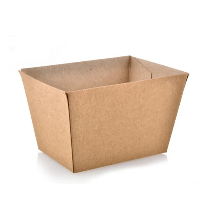 Модная квадратная коробка для картофеля фри из крафт бумаги одноразовые жареные