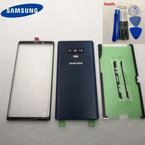 Note 9 blue Запасное стекло для samsung Galaxy Note 9, N960, N960F, крышка для батареи, задняя дверь, корпус, чехол, Note9, Передний сенсорный экран, стекло - Цвет: Note 9 blue