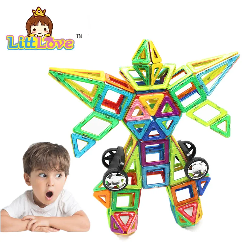

Магнитная игрушка LittLove, 106 шт., детские игрушки, пластиковые Обучающие строительные блоки, крутой комплект роботов, магнитные модели, кирпич...