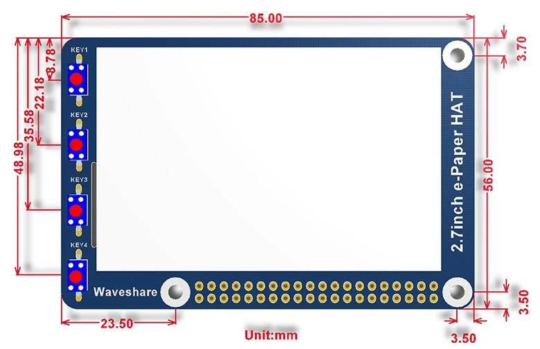 Waveshare 2,7 дюймов E-Ink дисплей шляпа для Raspberry Pi 2B/3B/3B+/Zero черный/белый e-бумага SPI интерфейс Ультра низкое потребление