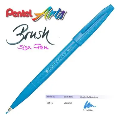 Light Blue 1 шт. Pentel Fude Touch чернильное перо 12 цветов гибкий наконечник фломастер, как кисть ход(SES15C-A - Цвет: Light Blue