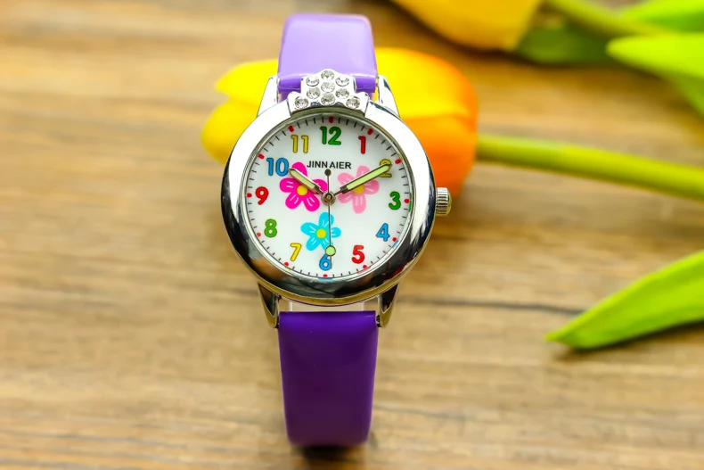 crystal purple Nazeyt новые маленькие мальчики и девочки прекрасный цветок циферблат с кристаллами кварцевые часы дети кожа с бриллиантом лучший подарок часы - Цвет: crystal purple