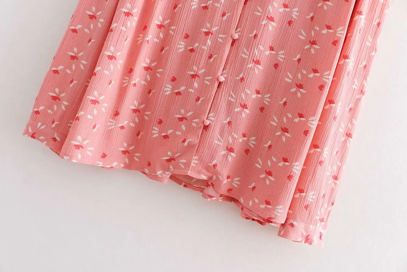 Блузка женская с длинным рукавом плиссированная цветочным принтом|Блузки| |