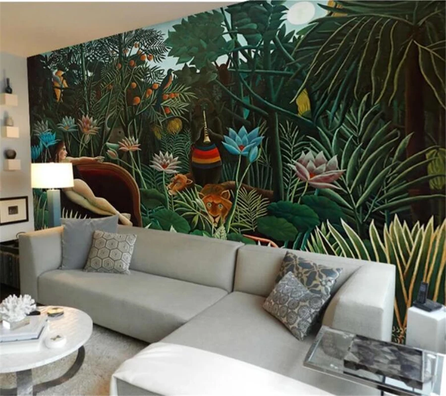 beibehang Painting sofa bedroom wallpaper backdrop of tropical forest large mural Custom Size 3D wall | Обустройство дома
