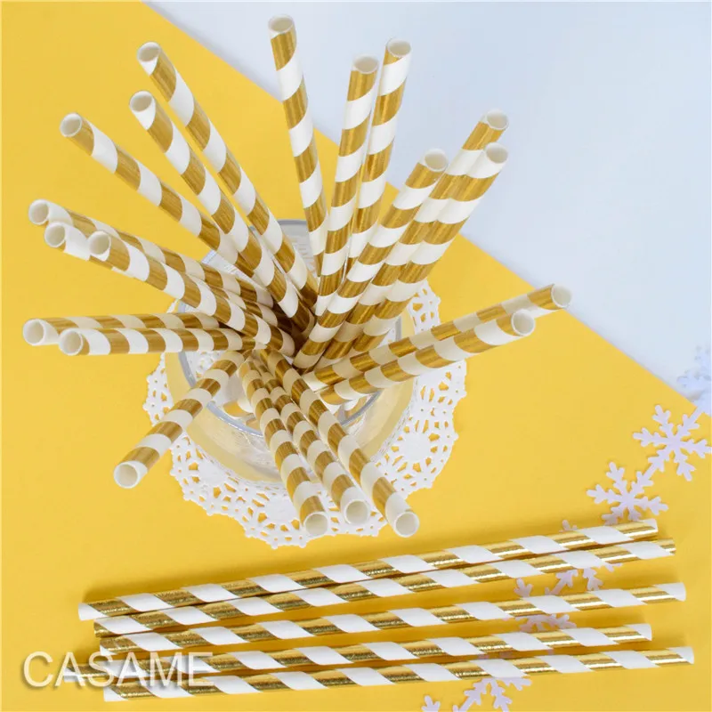 10000 Gold Foil Paper Straws Bridal Shower Decor Wedding Baby Cake Pop Sticks Drinking Bulk | Дом и сад