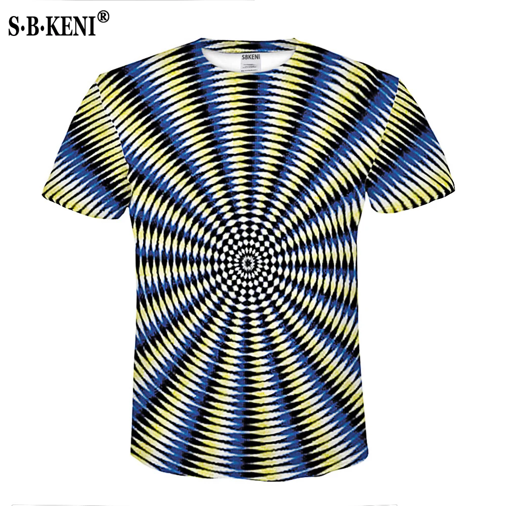 Новая модель Psychedelic 3D футболка с коротким рукавом Dizzy Футболка принтом личности
