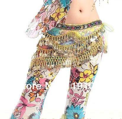 

Belly dance costume,clear waist chain ,rainbow belly dance hip scarf.