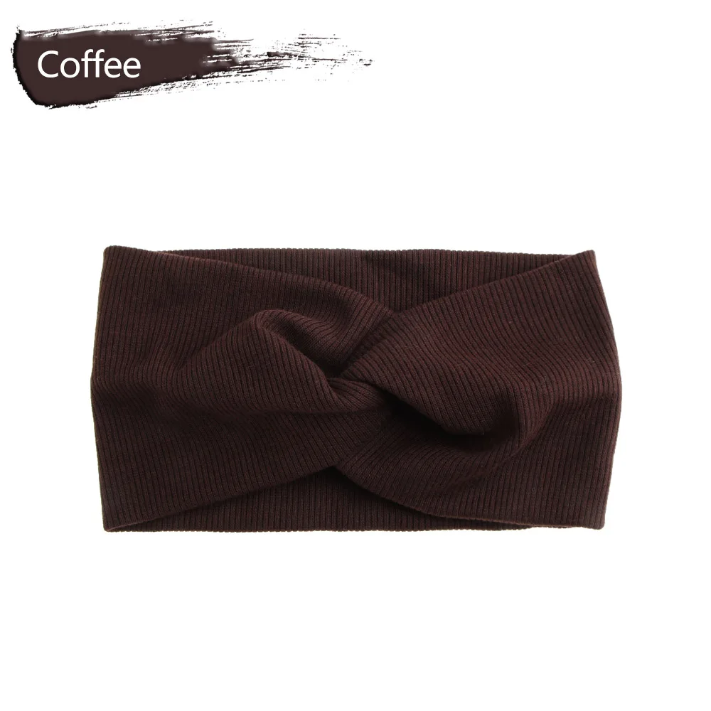 A-Coffee Одноцветная повязка на голову для девочек, новая чалма, Скрученная нейлоновая эластичная лента для волос, аксессуары для волос, повязки на голову для маленьких девочек, детская повязка на голову - Цвет: A-Coffee