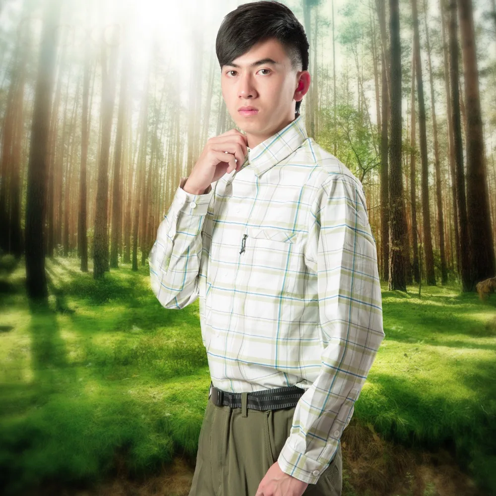 2017 Для мужчин рыбалка рубашка рубашки в клетку LS Fast Dry UPF30 дышащий Спорт на