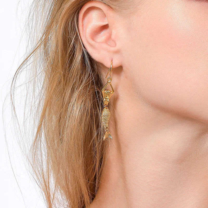 Женские Элегантные креативные длинные хипстерские серьги с русалочкой Z093 |