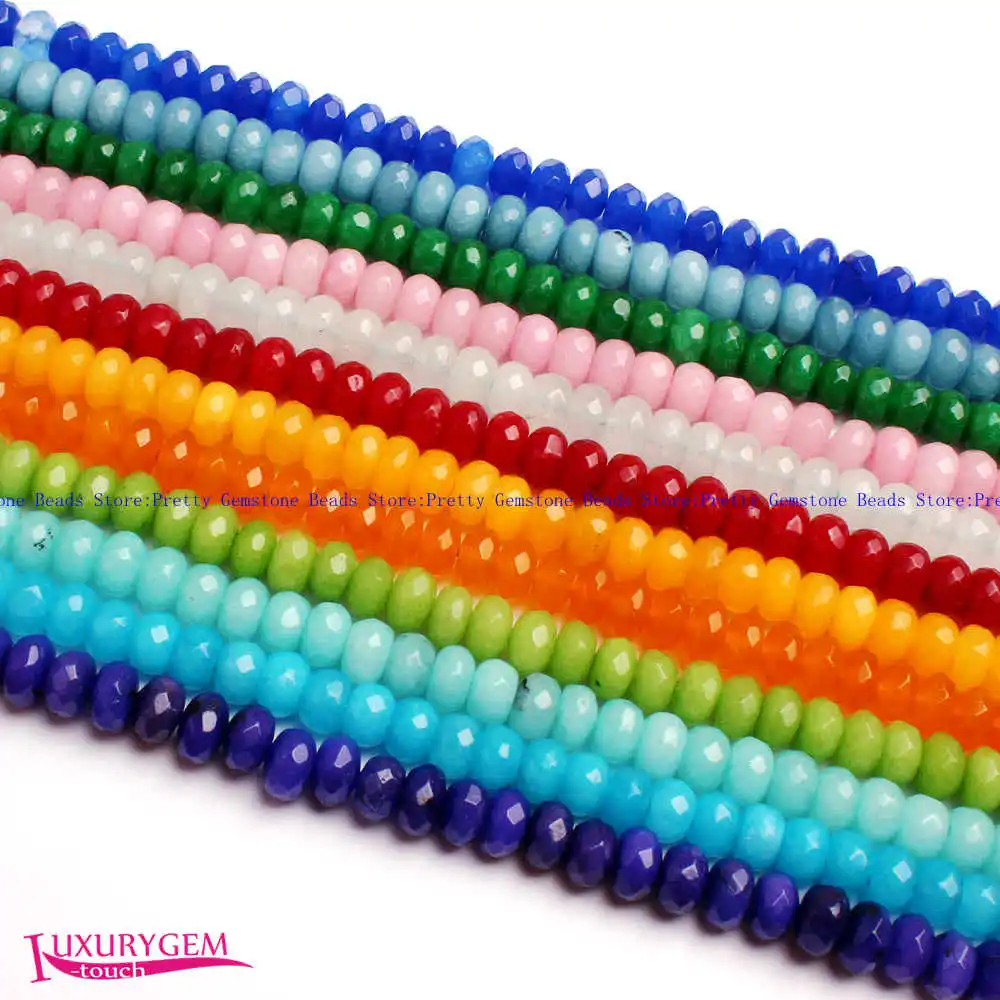 

5x8mm Natural Multicolor Jades Stone Faceted Washer Shape Loose Beads Strand 15" Jewelry Making wj397