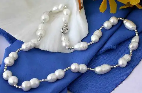 

HUGE 18" 18MM WHITE BAROQUE DOUBLE FRESHWATER CULTURED PEARL NECKLACE