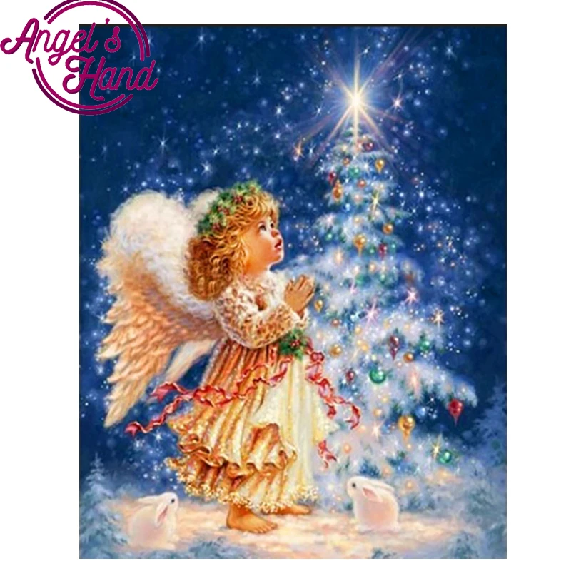 

Алмазная 5D картина с изображением милой ангельской девочки, кролик, вышивка, вышивка крестиком, круглые и квадратные Стразы