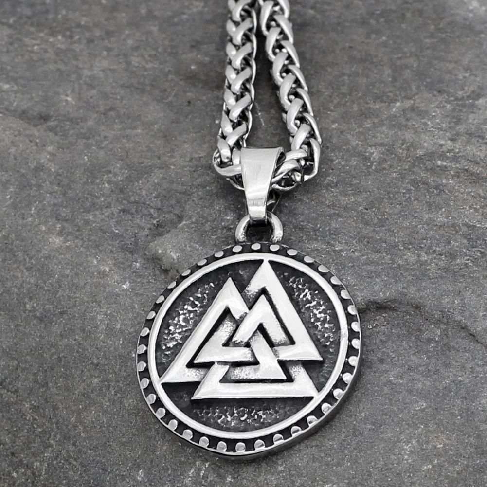 Скандинавский Викинг Valknut Amulet из нержавеющей стали кулон ожерелье для мужчин и