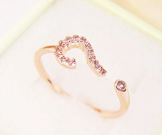 Новейший стиль указанное ювелирное изделие знак вопросов кольцо с кристаллом