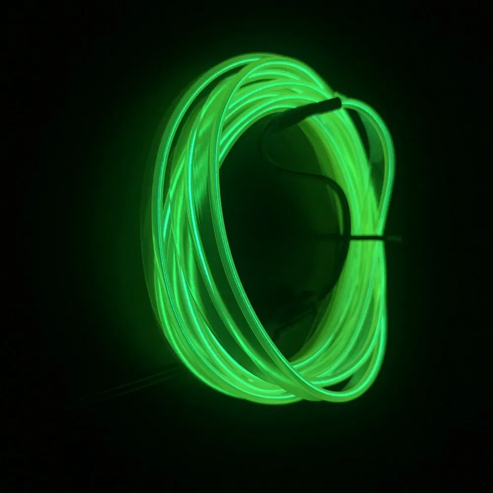 Crystal Green JURUS, 2 метра, EL холодный светильник, автомобильный Стайлинг, светильник для интерьера, EL Wire, прошитая Гибкая светодиодная неоновая лента, 12 В, инвертор - Испускаемый цвет: Crystal Green