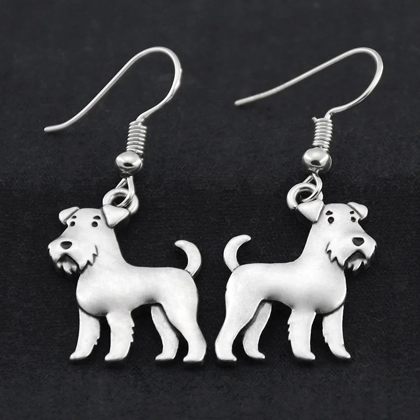 Винтажные серьги-подвески серебряного цвета Airedale Terrier &amp Schnauzer Dog Bijoux Femme длинные