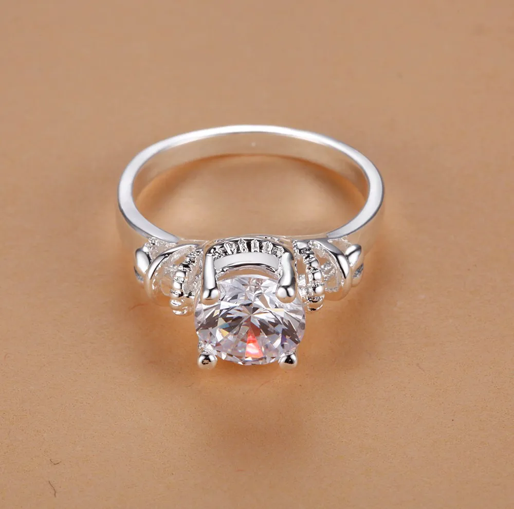 Шикарное Кольцо с цирконием Трендовое кольцо серебряным покрытием модное