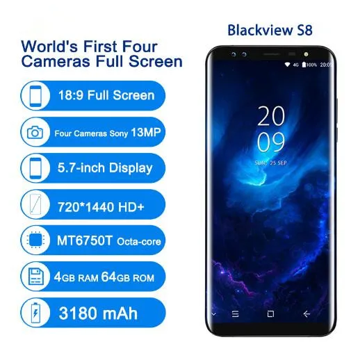 Blackview S8 4 аппарат не привязан к оператору сотовой связи телефона камеры Гб + 64 ГБ