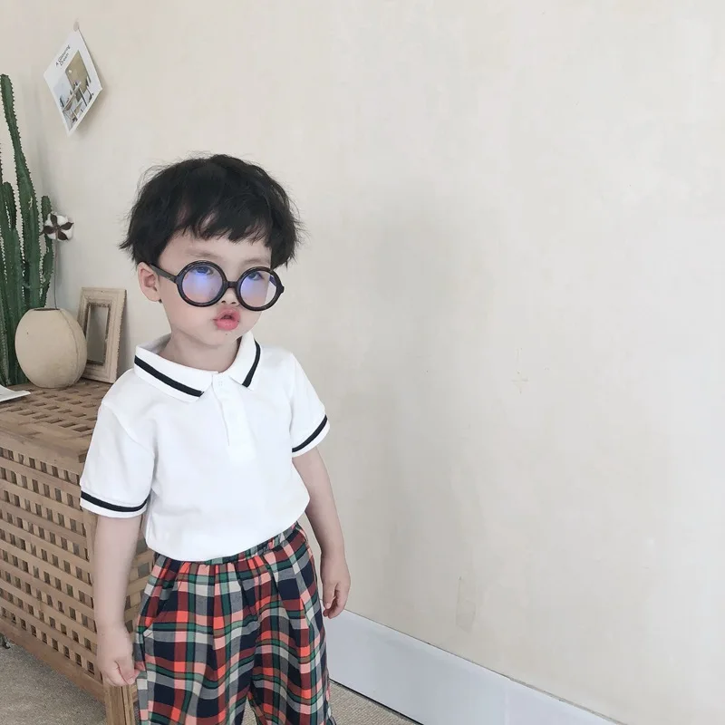 

2019 New Design Baby Boys T shirts Short-sleeved Kids Clothes Turn-down Collar Elastics Children Tops