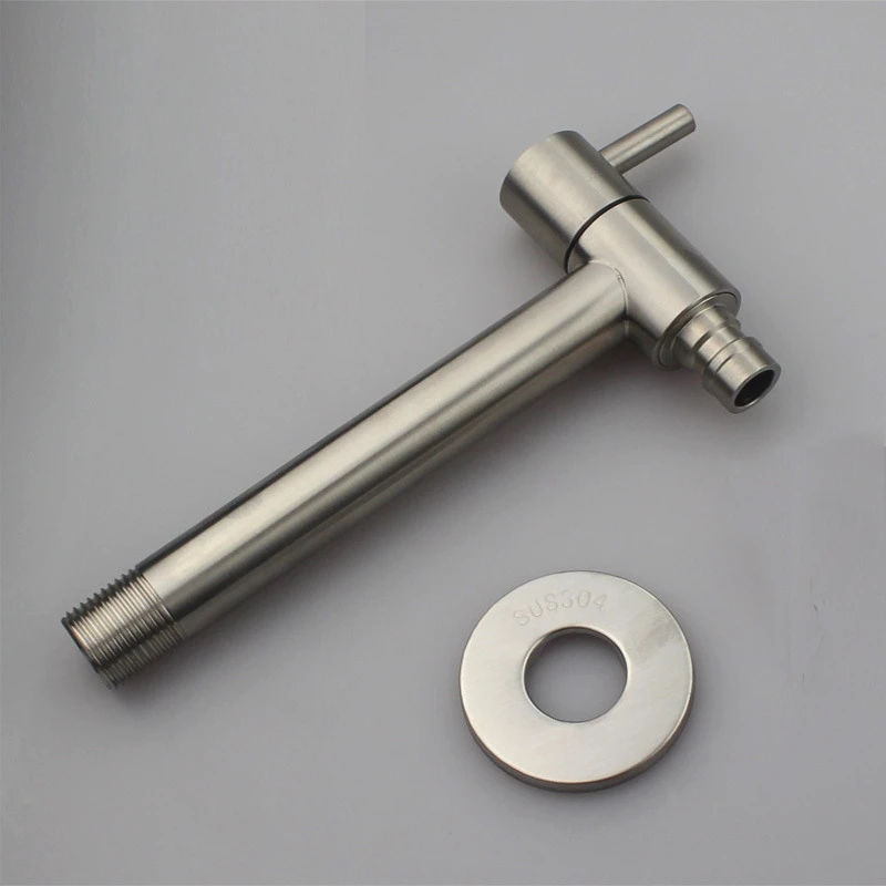 

1pc 304 Stainless Steel Long Faucet Quick Oopening Faucet Into Wall Mounted Washing Machine Tap Mouth Bibcocks