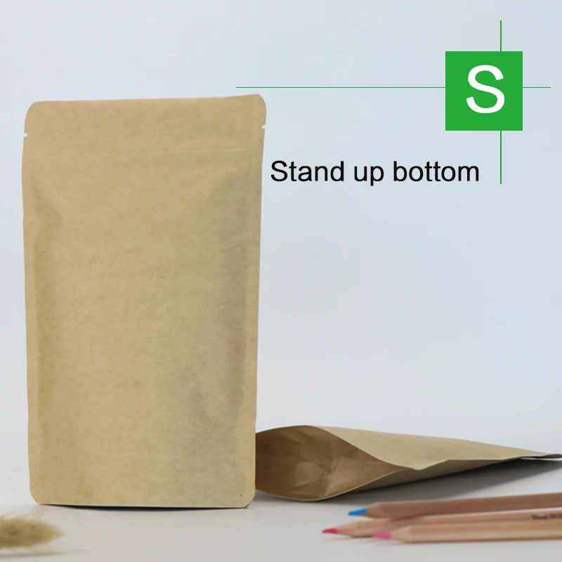 Стоячий мешочек коричневая крафт бумага с молнией алюминиевая фольга пакет