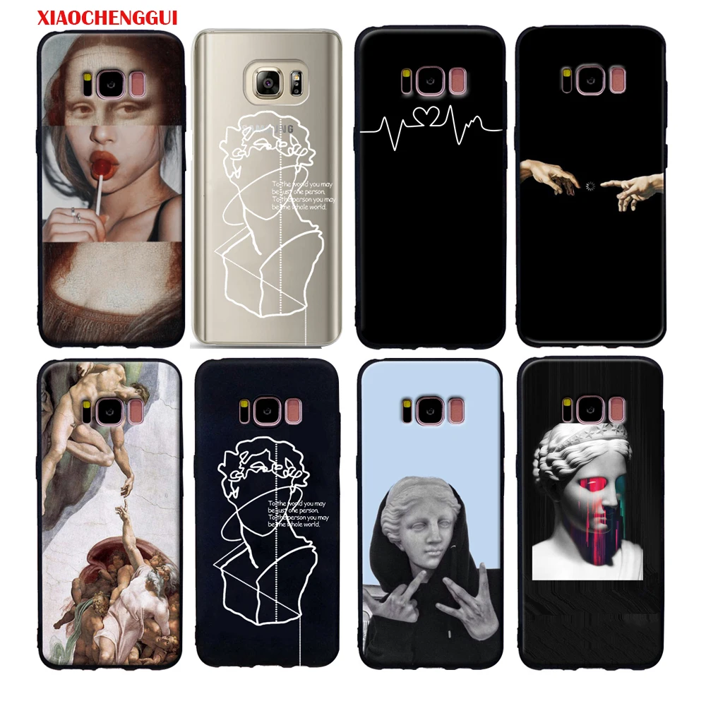 

Mona Lisa Art David lines soft silicone Phone Case cover For samsung galaxy s10 s8 s9 s20 s21 s22 s30 FE plus ultra Cover Coque