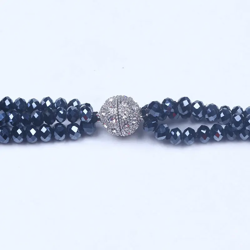 

New 3 layer colorful and various faceted crystal necklace semi-precious stone jewelry magnetic clasp choker necklace