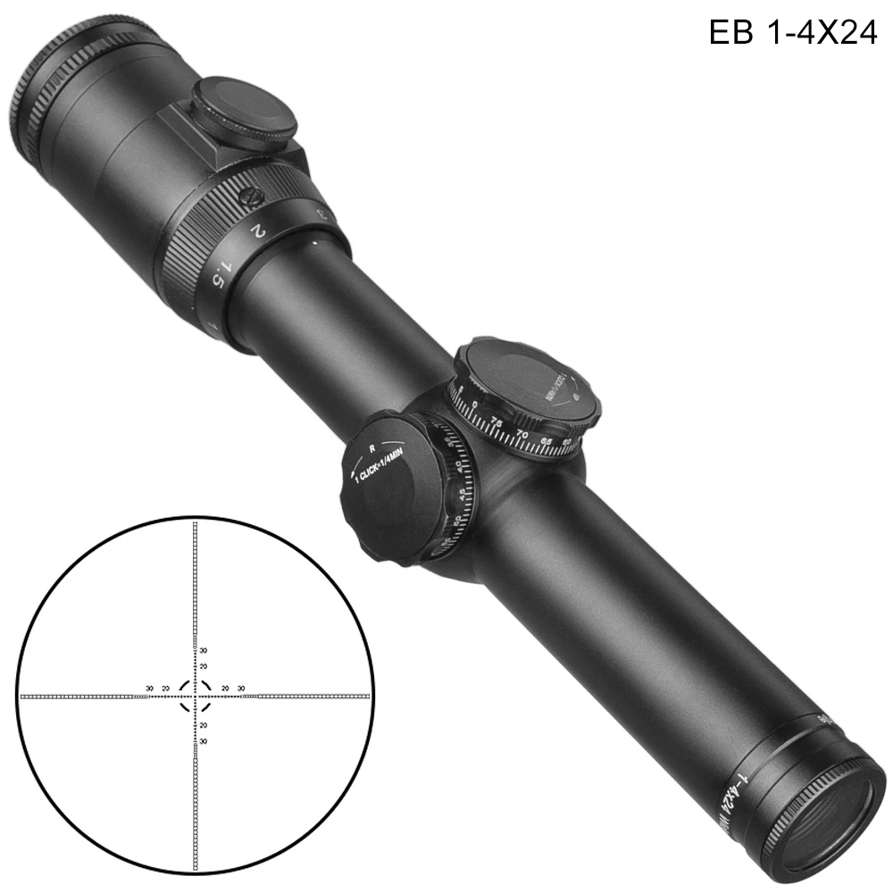 Best EB 1 4x24 Wide Angle Hunting Riflescope Illuminated Red Green Dot Sight Button Edition Sniper Optical Scope For Rifles Airguns