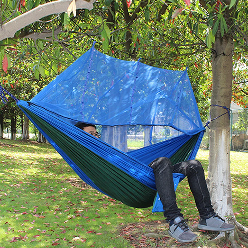 2 человека портативный гамак в сложенном виде ткань москитный спальный висячая