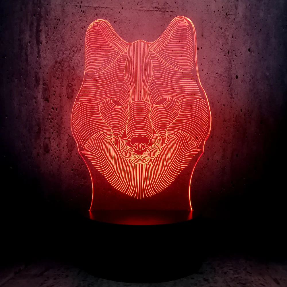 NEW Animal Wolf Heard 3D Lamp Night USB LED Lighting Mulitcolor Holiday Souvenirs Luminaria Kids Toy Table Touch Mood luminaria | Лампы и