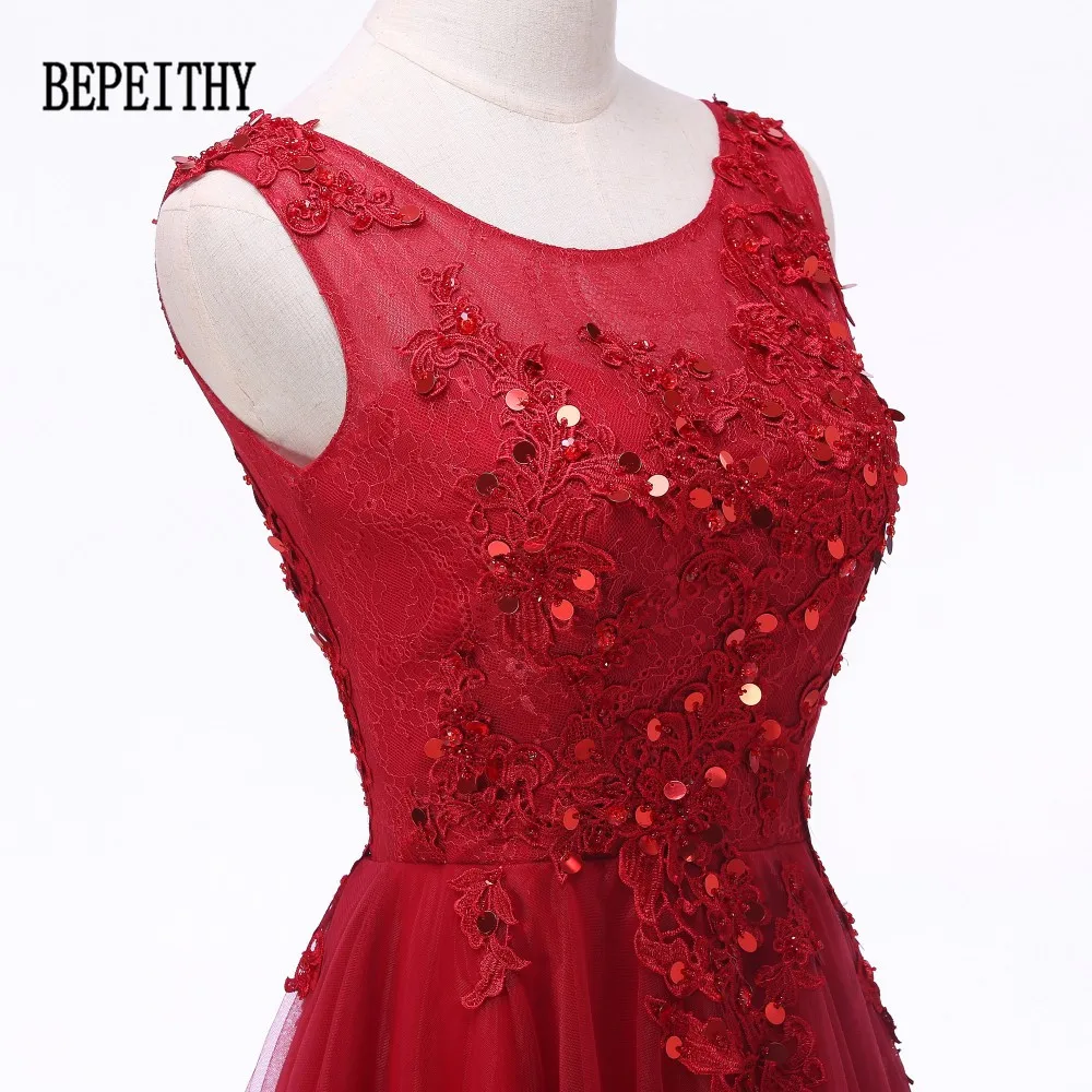BEPEITHY Vestidos De Festa New Arrival Scoop Lace Appliques Long Red Evening Dress Romantic Formal Dresses 2022 Custom Made | Свадьбы и