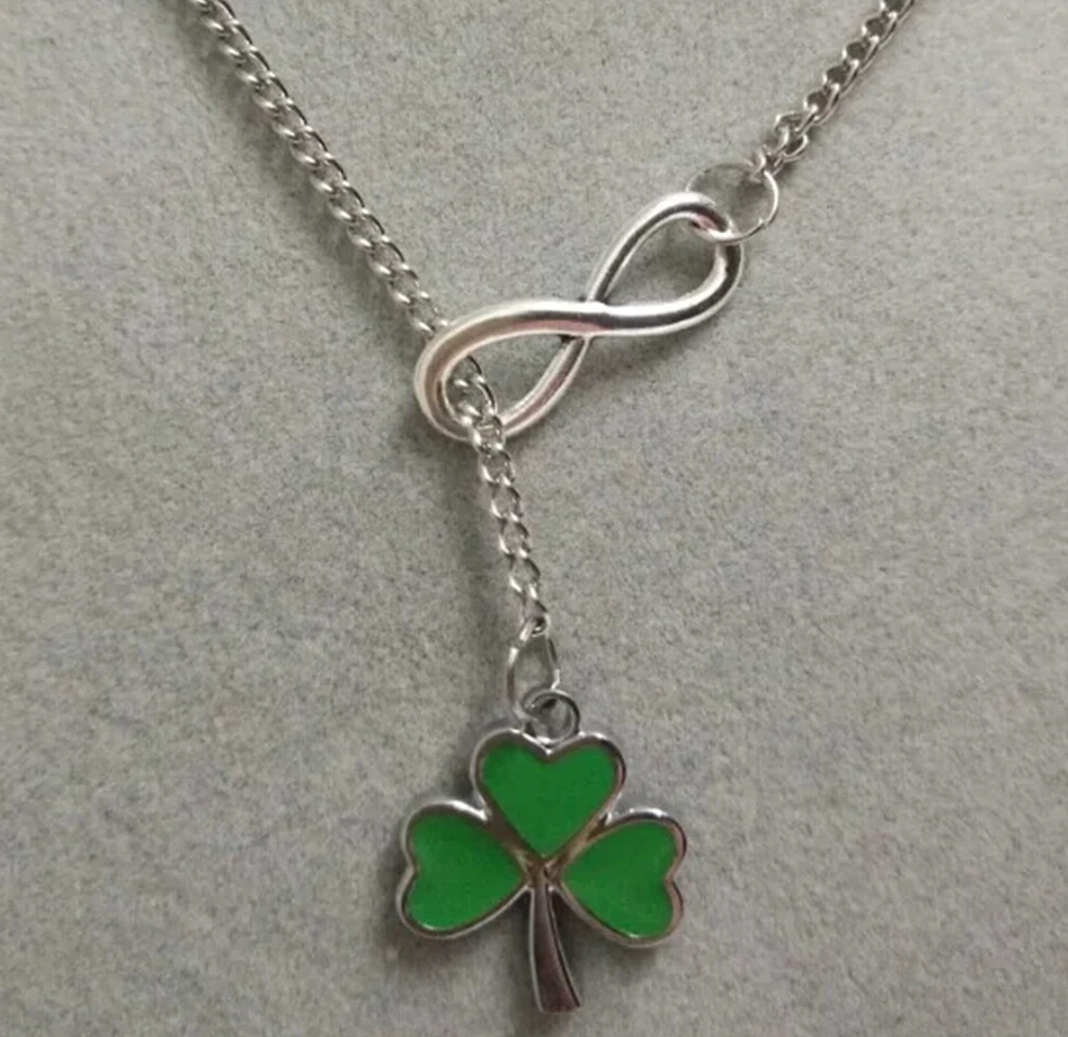 5 шт. эмалированные подвески цепочки в виде клевера|sweater chain|pendant necklacechain silver |