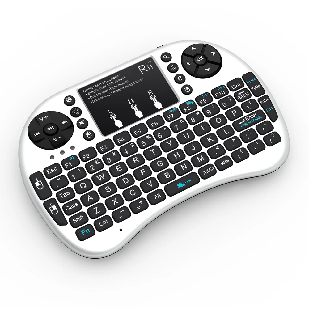 Беспроводная игровая клавиатура Rii mini i8 + 2 4G с подсветкой английская иврит