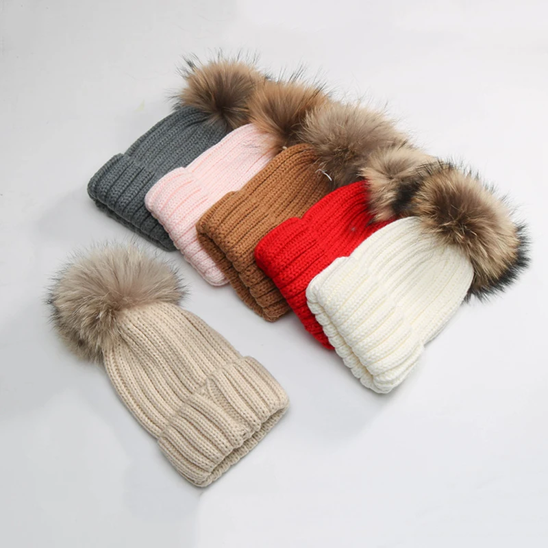 Вязаная шапка для мамы и ребенка плюшевые шапки всей семьи на осень зиму