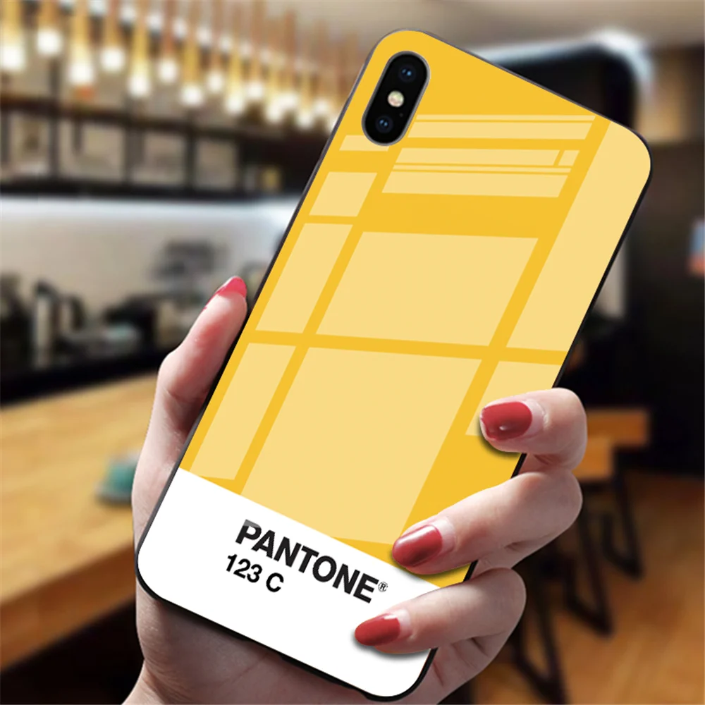 Роскошное популярное закаленное стекло чехол для телефона для iphone 6 6S 7 8 Plus 5 5S SE X XR XS MAX новейшая цветная карта Pantone - Цвет: 2