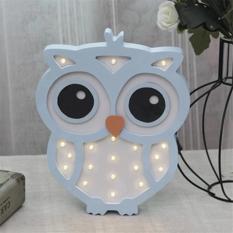 Kawaii деревянная лампа в форме животного светодиодный ночник для домашний декоративный свет детская ночник лампа в форме Совы дети Новогодние рождественские подарки