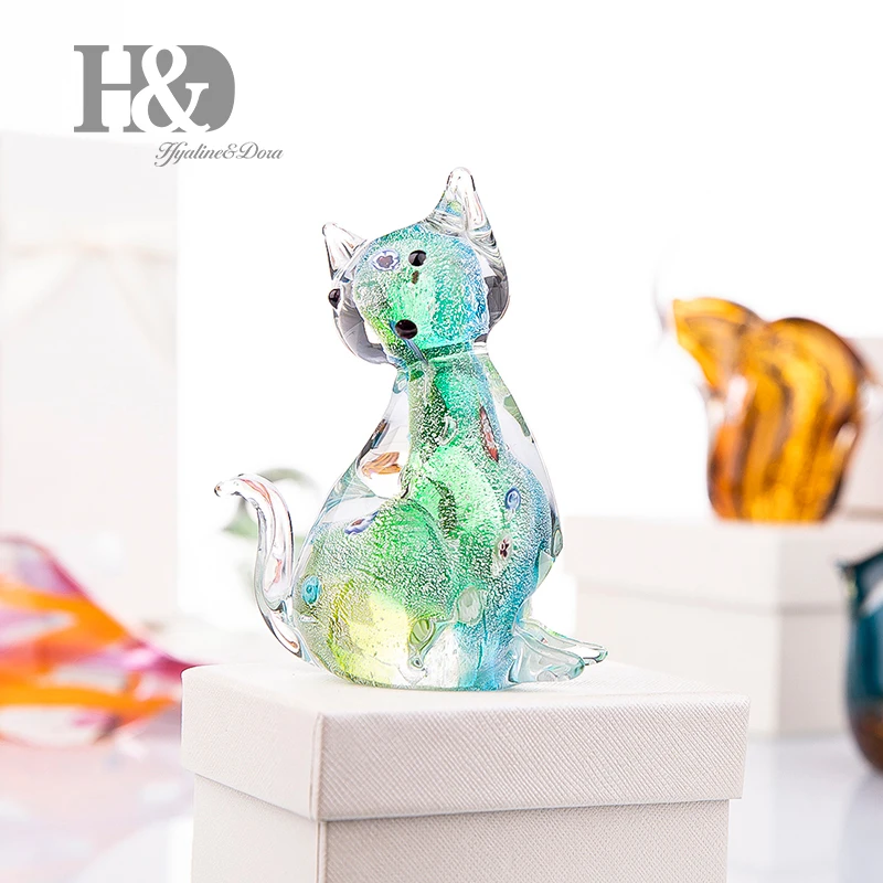 H &amp D 3 9 дюйма ручной работы стеклянные украшения &quotКошки&quot статуэтка животного