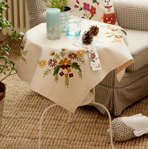 Традиционная китайская скатерть в сельском стиле ручной работы с вышивкой