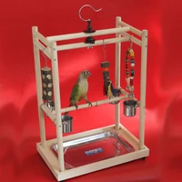 wood bird playstand parrots training stand perch gym bird toys with stainless steel feeding cups bird accessories supplies hw042