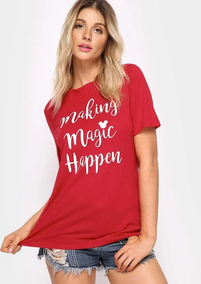 Женская футболка из хлопка с надписью Making magic происходит|Футболки| |