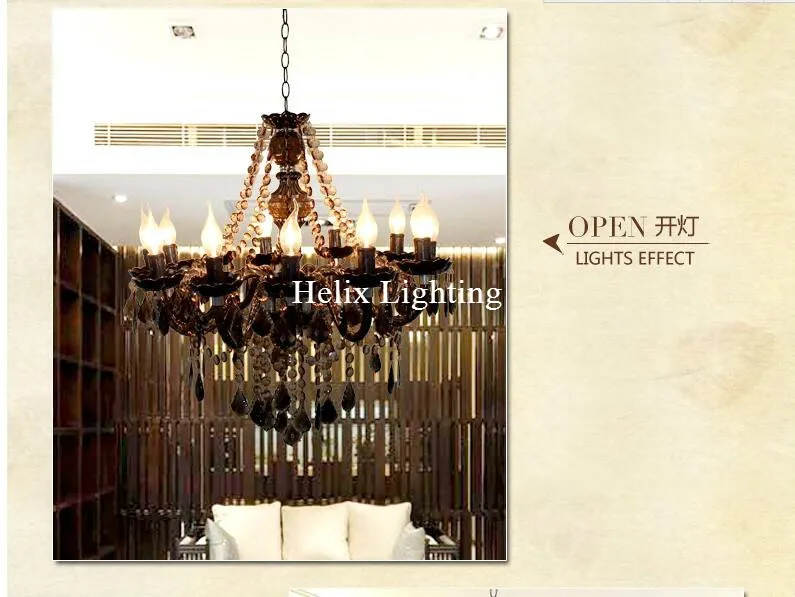 Новое поступление Прозрачная черная люстра для гостиной свеча лампы роскошные