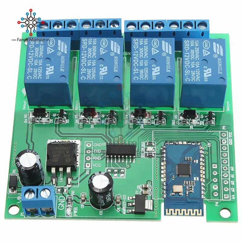 Релейный модуль с Bluetooth 12 В постоянного тока 4 канала|bluetooth relay module|12v modulemodule |