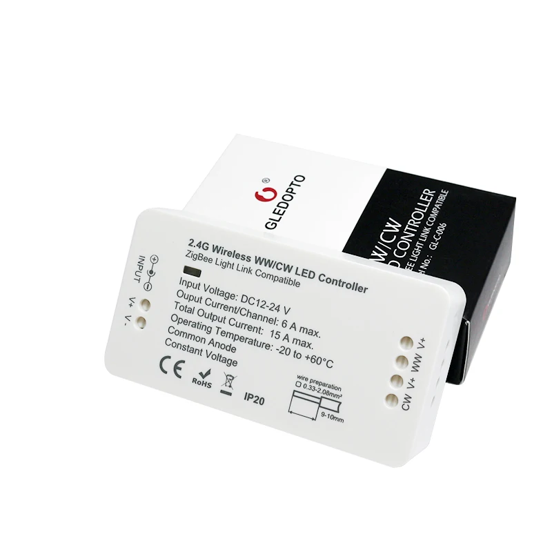 Zigbee контроллер работает с крупными мостами/шлюзами для RGBW/RGBCW DC 12 V светодиодные ленты - Цвет: CW WW
