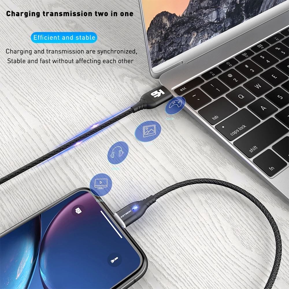 Магнитный usb кабель KEYSION 3A для iPhone Micro USB Type C быстрой зарядки зарядный Samsung