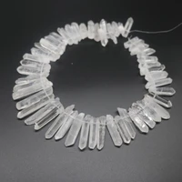 approx 46pcsstrand natural raw white quartz rock crystal point pendant rough top drilled spike chakra reiki necklace beads