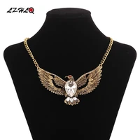 lzhlq ethnic vintage metal eagle crystal waterdrop pendants necklaces women jewelry 2019 personality style statement necklace