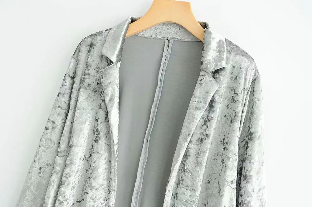 Для женщин модные повседневные однотонные свободные бархатная куртка Женская